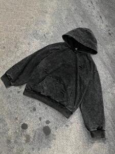 Sudadera con capucha extragrande de algodón grueso para mujer, estilo vintage con bordados, pedrería y lavado ácido, ideal para invierno. - Product Image 2