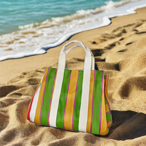 Sacs de courses en nylon recyclé et en PP tissés à rayures, tissés à la main, fabriqués en Inde, sacs écologiques, sacs de marché, sacs en gros - Product Image 1