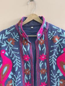 เสื้อแจ็คเก็ตผ้าฝ้ายปักลายซูซานีแบบดั้งเดิมของอินเดียสำหรับผู้หญิง สไตล์โบฮีเมียน - Product Image 3