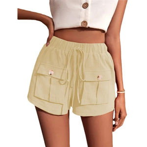 Short cargo personnalisé à poches multiples short cargo de survêtement léger pour femmes short cargo en coton décontracté teint dans des couleurs unies - Product Image 2