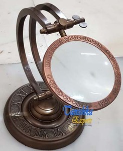 Loupe marine en laiton antique avec socle en bois Loupe marine nautique de style vintage Loupe vintage antique - Product Image 3