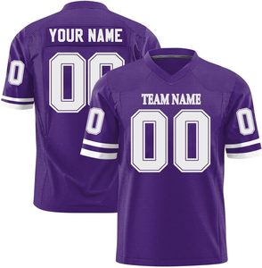 Camiseta de fútbol americano de secado rápido personalizada OEM, manga de malla de poliéster transpirable, rayas, números, logotipo del equipo, sublimación, Tallas grandes - Product Image 1