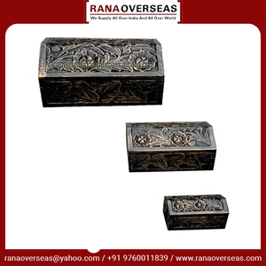 Caja de Madera Tallada a Mano con Grabado de Arte Popular para Guardar Recuerdos, Joyero para Mujeres y Niñas - Product Image 3