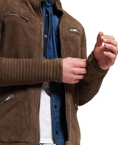 แจ็กเก็ตมอเตอร์ไบค์ขนเฟอร์หนังกลับแท้แบบลำลองมีซิปไซส์ใหญ่สำหรับฤดูหนาว - Product Image 1