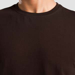 T-shirt basique 100 % coton (marron) respirant, coupe vintage ajustée ou oversize, motif uni, logo, tissu jersey tricoté 300 grammes - Product Image 6