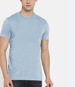 T-shirt de marque personnalisé de haute qualité pour hommes Tissu en jersey de coton avec spandex respirant de grande taille à manches courtes Design solide - Product Image 1