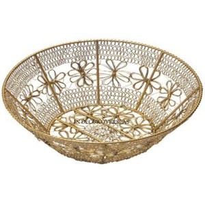 ตะกร้าใส่ขนมปังและผลไม้ดีไซน์โดดเด่นทำจากโลหะชุบทองเกรดสูง - Product Image 1