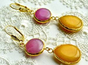 2 gemstone New Fashion Golden modern stud tassel gemstone <b>Earrings</b> <b>handmade</b> geometric jewelry - Product Image 5