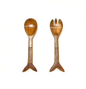 Abordable écologique en bois cuillère à salade fourchette serveur ensemble bois d'acacia pour servir et cuisiner cuillère fourchette au meilleur prix d'usine - Product Image 6