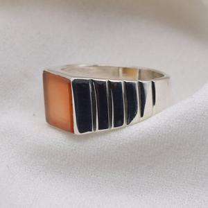 Mejor diseño hecho a mano anillo joyería sólida plata esterlina 925 cornalina piedra preciosa clásico 925 sello anillo de plata esterlina joyería - Product Image 3