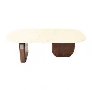 Table basse italienne contemporaine minimaliste et moderne en bois, combinaison rotative de forme ovale Art déco pour le salon de fête - Product Image 4