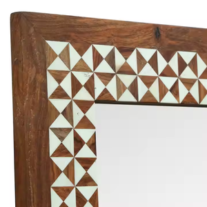 Miroir mural moderne en argent et incrustations d'os, directement de l'usine indienne, décoration artistique haut de gamme pour salon, design Crescent Crafts - Product Image 2