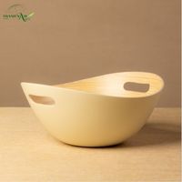 Bol jetable en bambou filé à la main avec poignée intégrée, design minimaliste écologique, idéal pour la rentrée scolaire, personnalisable