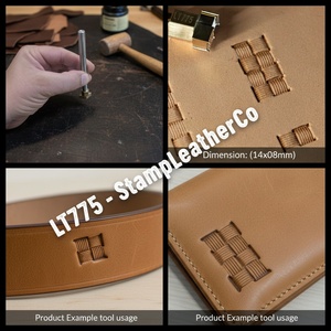LT775 Cesta de sellos de cuero Tejido en caja Líneas 14x08mm (5/9 \ "X 5/16 \") para manualidades - Product Image 1