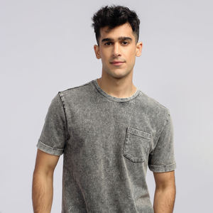 Camiseta Vintage lavada con ácido para hombre, logotipo personalizado, bordado, peso pesado, 100% algodón, función ligera de gran tamaño, estampado de bambú corto, cualquiera - Product Image 4