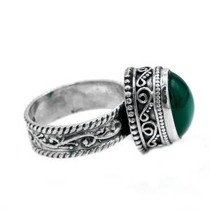 925 <b>Silver</b> Handmade Green Onyx <b>Ring</b> for Women Dainty <b>Boho</b> Statement Jewelry Natural Green Onyx R0022-GS - Product Image 3
