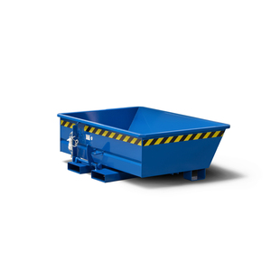 Carrello ribaltabile in acciaio per trattori a timone, con ruote, volume di 200 litri, blu - Product Image 3