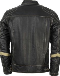 Chaqueta de motorista de cuero real transpirable con cremallera negra para hombre con forro negro acolchado y bolsillos exteriores interiores OEM al por mayor 2024 - Product Image 6