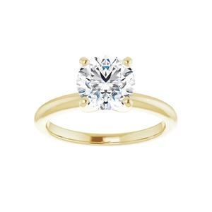 Anillo de compromiso solitario con dos diamantes cultivados en laboratorio, talla redonda brillante, F-VS2, para la fabricación de joyas, engaste de puntas en oro macizo de 14K - Product Image 3