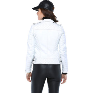 Vente en gros 100% veste de motard pour femmes en cuir véritable en cuir de mouton respirant Satin tissé - Product Image 6