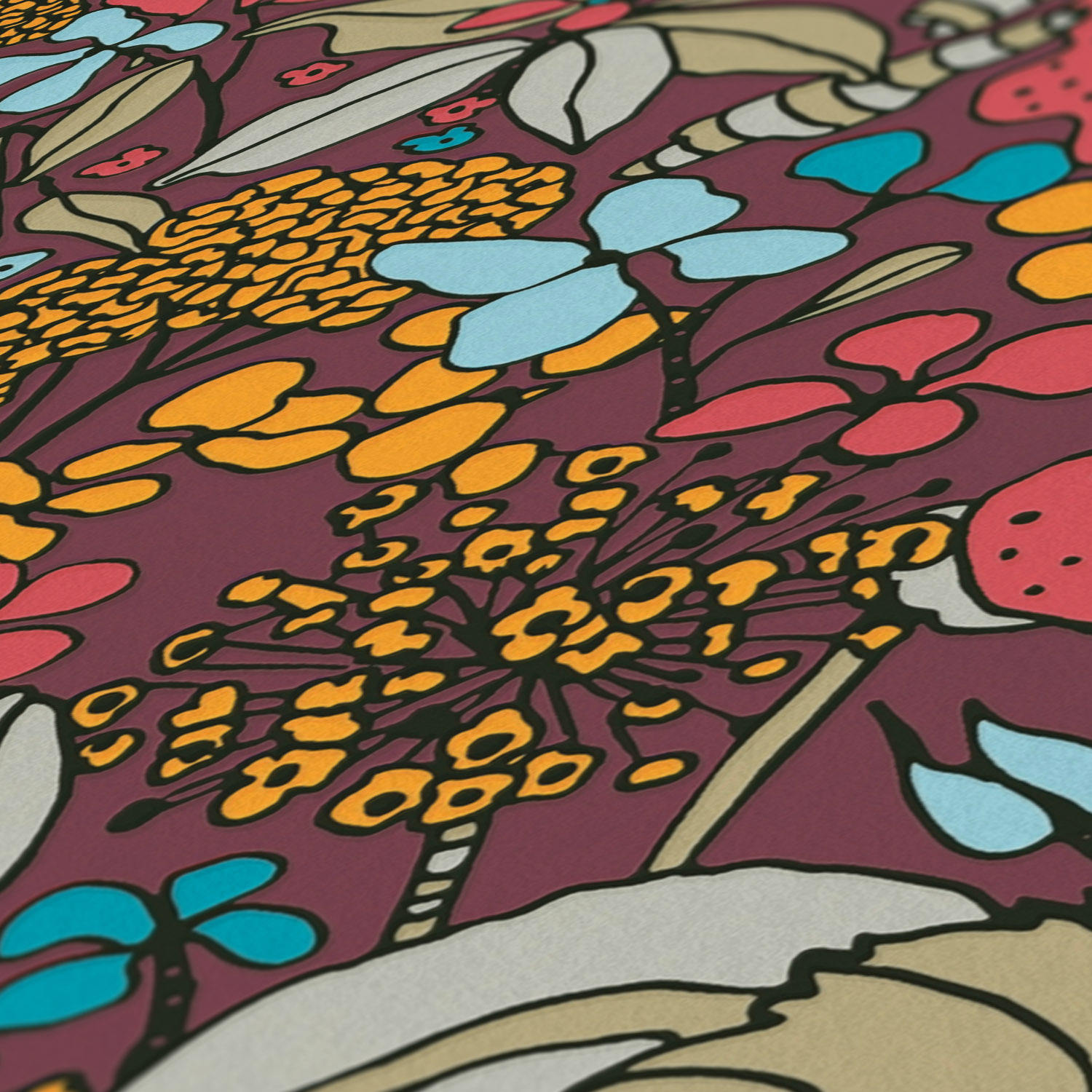 red blue yellow beige