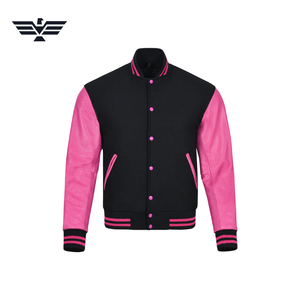 Chaqueta universitaria para hombre, muestra personalizada, cuerpo de lana, Mangas de cuero y cuello alto bordado en la parte delantera y trasera - Product Image 1
