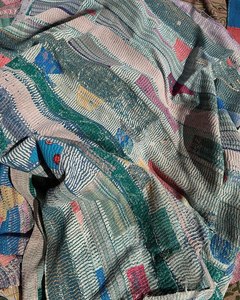 Handmade Bohemian Cotton Throw Fine Printed Gudari Gudari Pattern Vintage Indian <b>Kantha</b> <b>Quilt</b> Home Use Hotel Blanket Bedspread - Product Image 4