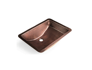 Évier de cuisine rectangulaire en cuivre martelé fait main, à encastrer, finition mate, design rustique, un trou, 20,75 x 14,75 po - Product Image 1