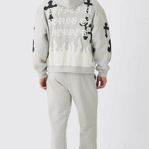 Ensemble survêtement homme en coton 100% surdimensionné pour l'hiver, avec broderie personnalisée, logo personnalisé, sweat-shirt et pantalon en 2 pièces - Product Image 3