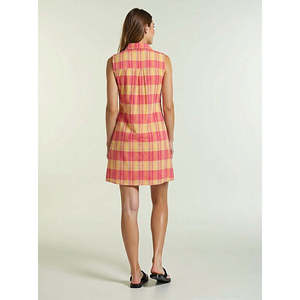 เดรสลำลองทรงเอลายสก็อตผ้าเนื้อดี สายเดี่ยวระบายช่วงเอว ติดกระดุม ระบายอากาศได้ดี มีไซส์ XS-XL เหมาะสำหรับใส่ไปทำงานหรือไปงานปาร์ตี้ - Product Image 5