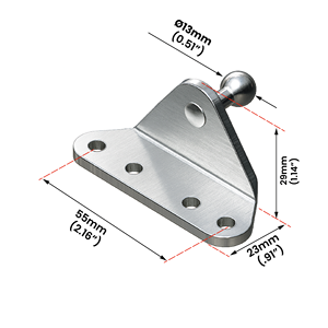 BLO2204 Supports universels de jambe de force à gaz. Support à bille de 51 pouces Support de goujons à billes externe plié de 13 mm Supports en acier en forme de L à 90 degrés - Product Image 2