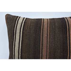 Rustic 16x24 Brown Wool Kilim Pillow Luxury Vintage <b>Fluffy</b> Print Woven Accent Portable <b>Bedding</b> for Christmas - Product Image 2