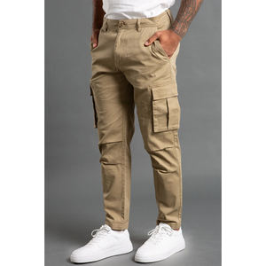Pantalones cargo de algodón para hombre con tela transpirable, múltiples bolsillos, costuras duraderas, ajuste cómodo para uso casual y al aire libre. - Product Image 1