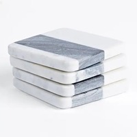Sous-verres en marbre incassables durables Ensemble économique de tapis de café/thé en pierre antidérapante de forme géométrique pour tapis et tampons de cuisine