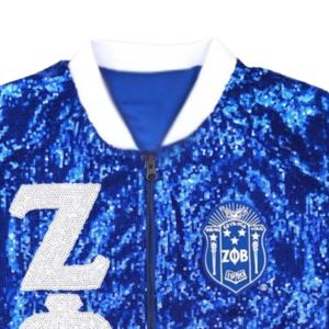 Zeta Phi Beta Sororité Veste À Paillettes Bleu Royal Blanc Vêtements De Vie Grecque Broderie Personnalisée ZPB Glitter Varsity Party Wear Veste - Product Image 4