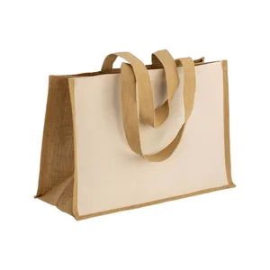 Borse Promozionali Personalizzabili in Cotone e Juta con Fodera Interna Morbida per Shopper - Product Image 1