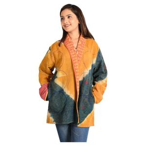 Chaqueta de algodón Reversible Vintage para mujer, abrigo bohemio con estampado Floral, tela tejida reciclada, informal para todo Otoño Invierno Primavera - Product Image 4