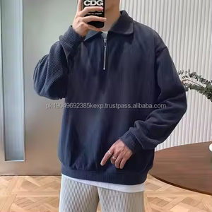 Sweat à capuche à demi-zip pour homme avec logo personnalisé, sweat à capuche en gaufre surdimensionné, sweat à capuche de luxe pour homme - Product Image 4