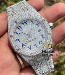 Elegante reloj Hip Hop Brilliant Cut VVS Clarity Moissanite Diamond para hombre, banda de acero inoxidable completamente helado, alta ETA Wear Anywhere - Product Image 1