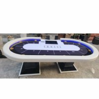 Table de jeu de poker professionnelle en bois de luxe de 8 pieds pour 10 joueurs, avec lumière LED et RFID, pour le blackjack, le casino, le Texas Hold'em