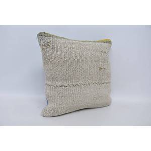 Almohada de retazos de lana de macramé Beige, cojín decorativo de 18x18 pulgadas, tejido bordado, Forma cuadrada Vintage, asiento de tela ligera para el hogar - Product Image 3