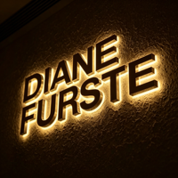 Enseigne lumineuse LED sur mesure OEM, lettres en relief avec face en acrylique et acier inoxydable, logo personnalisé pour immeuble de bureaux, conception de logo sur mesure