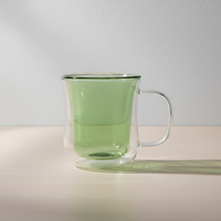 Tasse en verre borosilicate à double paroi 250 ml tout usage 3306345-0.25, style nordique, compatible lave-vaisselle et micro-ondes, pour thé/café