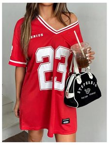 เสื้อเจอร์ซีย์ฟุตบอลคอวีขนาดใหญ่พิเศษใส่สบายมีสไตล์ยูนิเซ็กส์ใส่ Y2k - Product Image 2