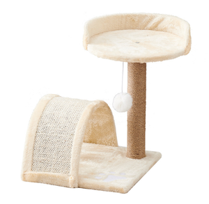 All-in-one beige kattenklimrek en -nest, modern klassiek, levensecht <span class=keywords><strong>sisal</strong></span> speeltunnel voor katten - Product Image 1