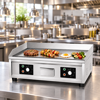 Grill électrique professionnel robuste 6000W, plaque de cuisson plate de 12 mm d'épaisseur, contrôle de température 2 zones, Teppanyaki de comptoir