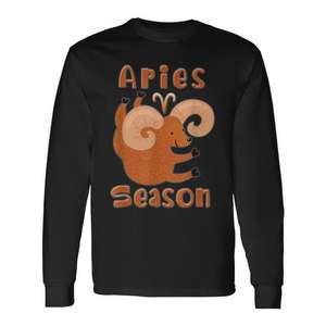 Camiseta de manga larga con dibujos animados del zodiaco de la temporada de Aries, unisex para adultos - Product Image 1