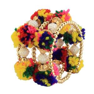 Urthn Gold Plated Multicolor Thread <b>Kada</b> Fashion Beaded Bracelet 1403303 - Product Image 1