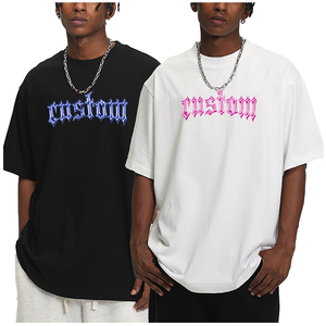 T-shirt OEM 2026 personnalisé avec impression numérique graphique, épaules tombantes, 100 % coton, noir et blanc, épais, coupe ajustée, séchage rapide - Product Image 1