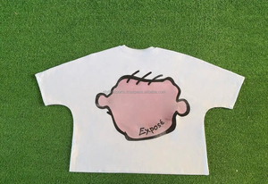 Diseño personalizado Drop Shoulder Screen Print gráfico de moda de peso pesado de algodón de gran tamaño recortado Boxy camiseta de los hombres - Product Image 2